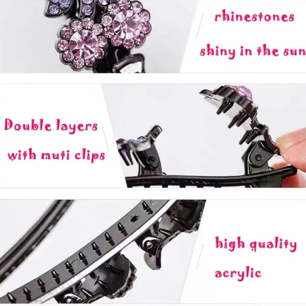 NWT Hair Accessory Hair‎ Clips: 20PCS Sparkling Crystal Stone Braided Barrettes